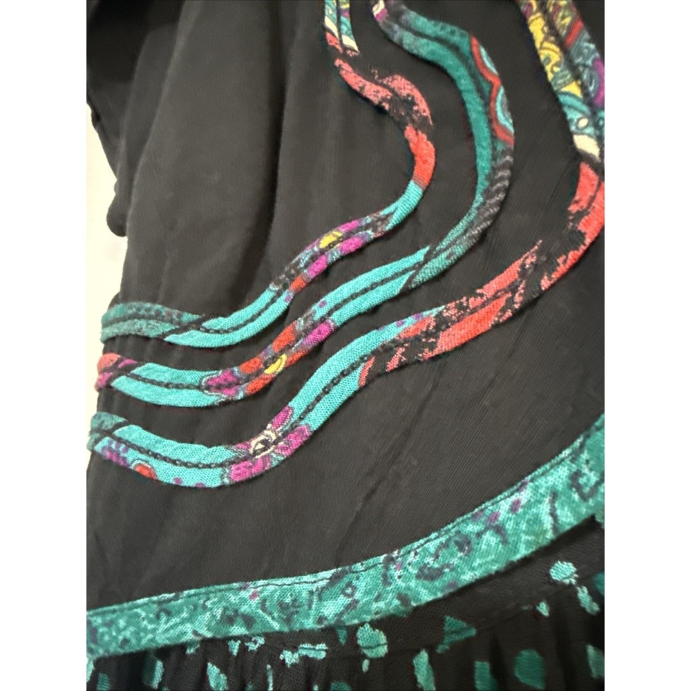 Vtg CAROLE LITTLE Dress Womens 8 Maxi‎ Art to Wear Faux Bolero 90s Boho Western - Picture 3 of 16